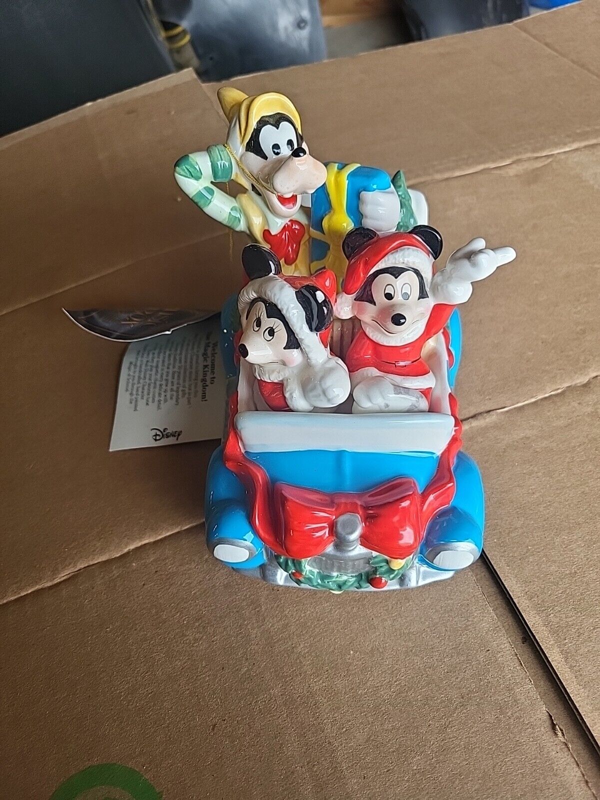 Vintage Walt Disney Christmas Mickey Car Santa Schmid Music Box Japan