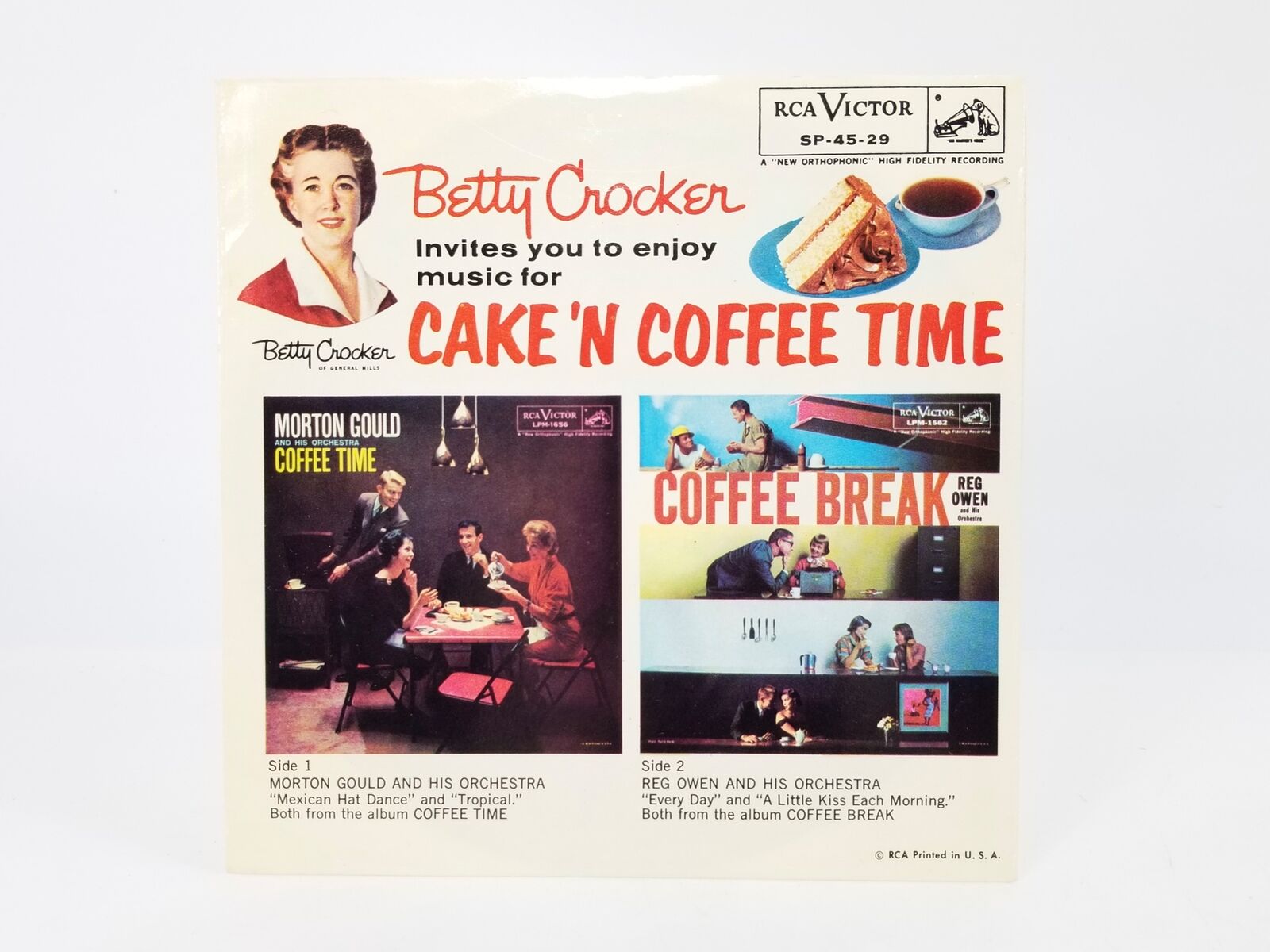 Betty Crocker Cake 'N Coffee Time Record, RCA SP-45-29 - Morton Gould, Reg Owen