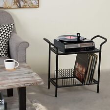 2-Tier Black Metal Display Table Rack Vinyl Record Storage, Record Player Holder picture