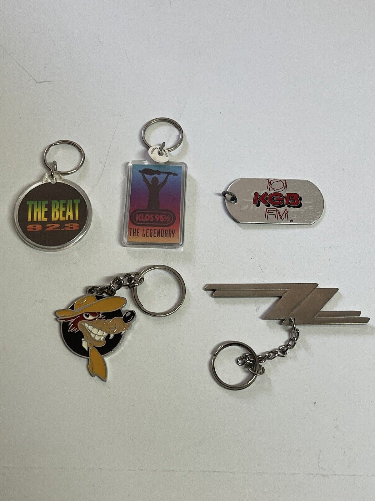 Music Station/ Bands Keychains Lot of 5, ZZ Top, KGB, KLOS, The Beat, VINTAGE