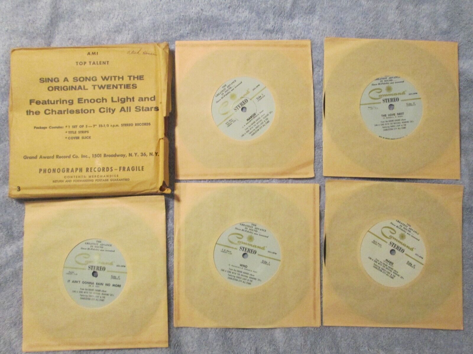 Jukebox Package Enoch Light and Charleston City Allstars Lot Five 33 1/3 RPM NOS