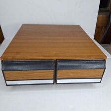 Vintage Faux Wooden 2 Drawer Cassette Tape Holder Storage Cabinet Case Holds 24 picture