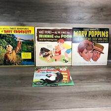 Lot Of 4 Walt Disney Davy Crockett Winnie the Pooh Mary Record Album Vinyl LP picture