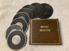 Vintage Record Style Coasters in Storage Book/Album Complete Set of 8. picture