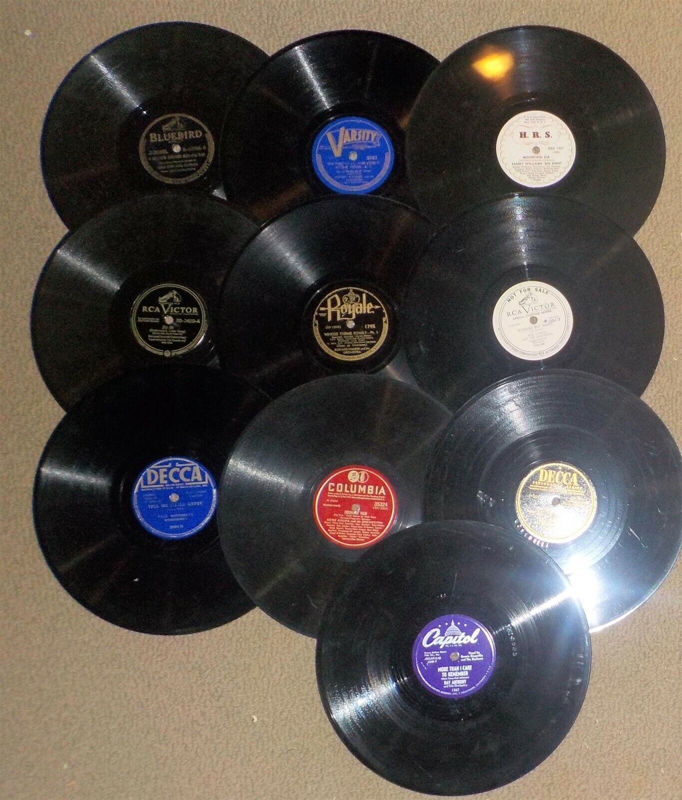 Lot of 10 - 1930s - 1950s JAZZ, Big Band Swing 78 RPM Records 