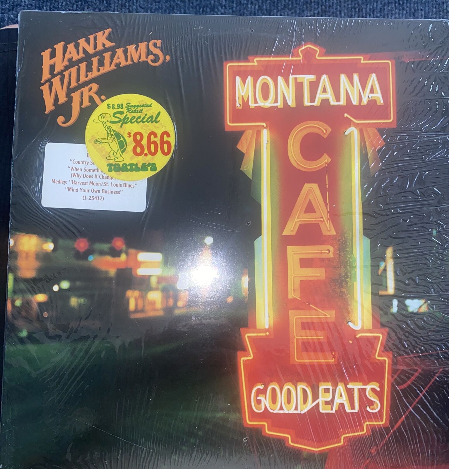 Vintage 1986 HANK WILLIAMS JR Vinyl Record LP MONTANA CAFE In Shrink
