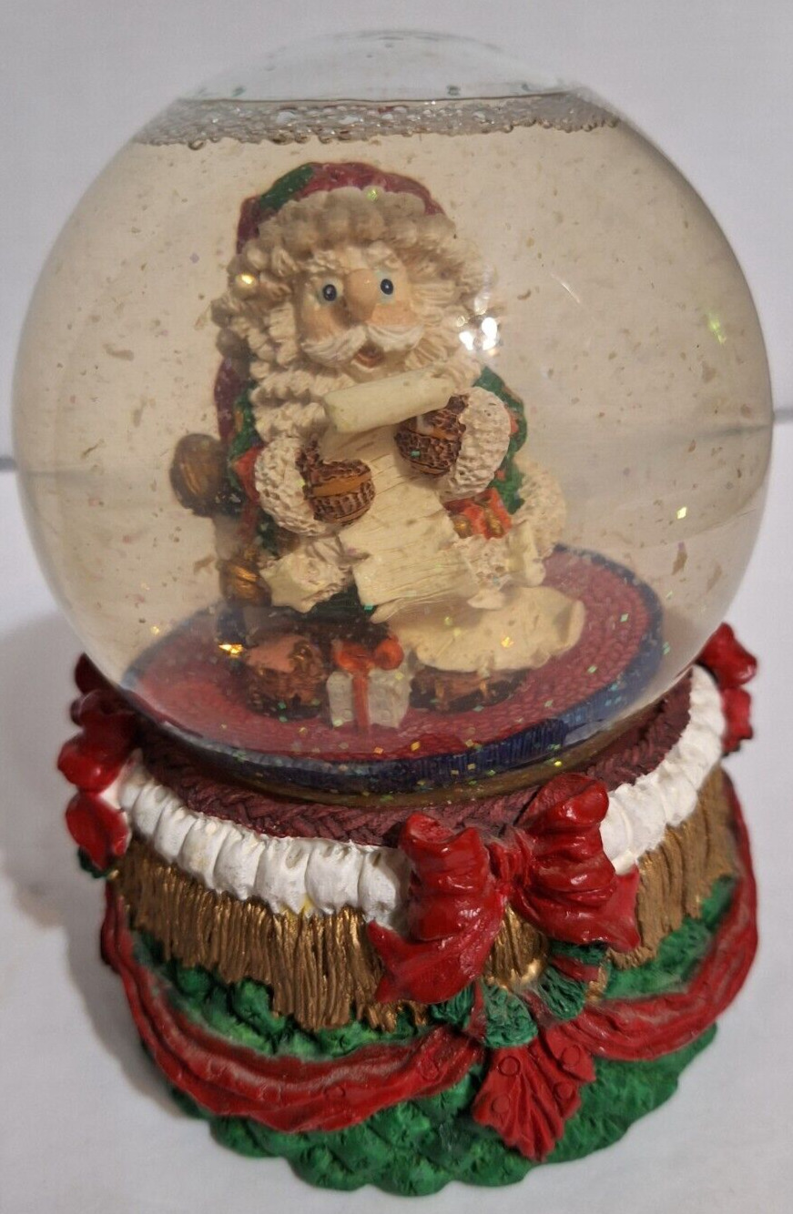 Vintage Musical Santa w/ List Snow Globe Plays “Santa Claus Is Coming To Town”