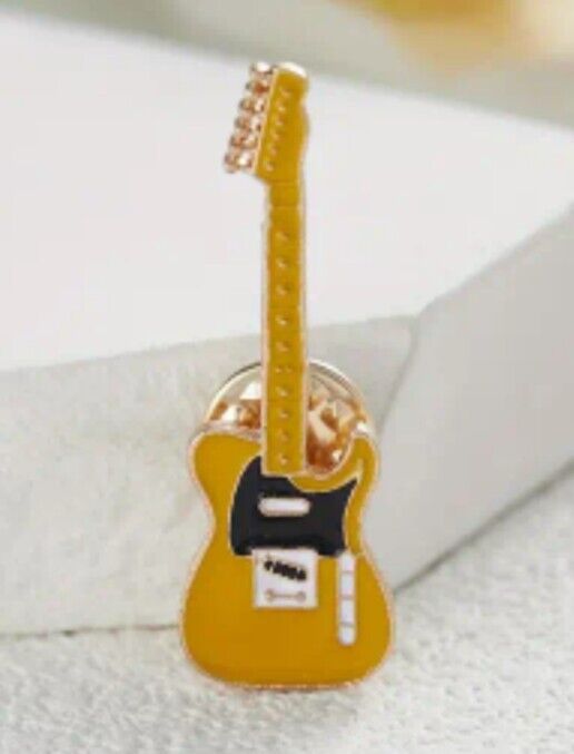 Music enamel pin - Electric Guitar in Yellow - Australian Stock - Free Au Post