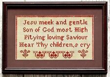 Antique Paper Punch Sampler Lyrics of Hymn ~ Jesu Meek and Gentle Son of God .. picture