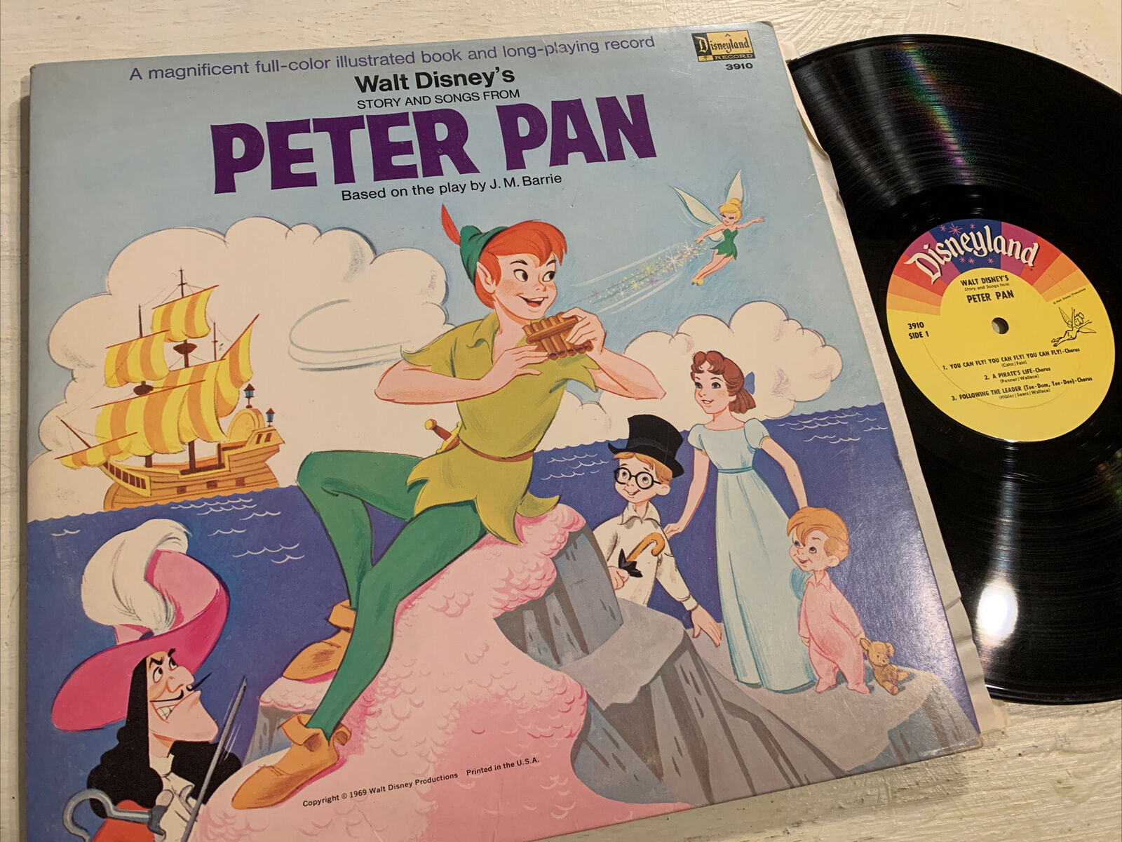 Walt Disney Peter Pan LP Disneyland Mono + Booklet EX