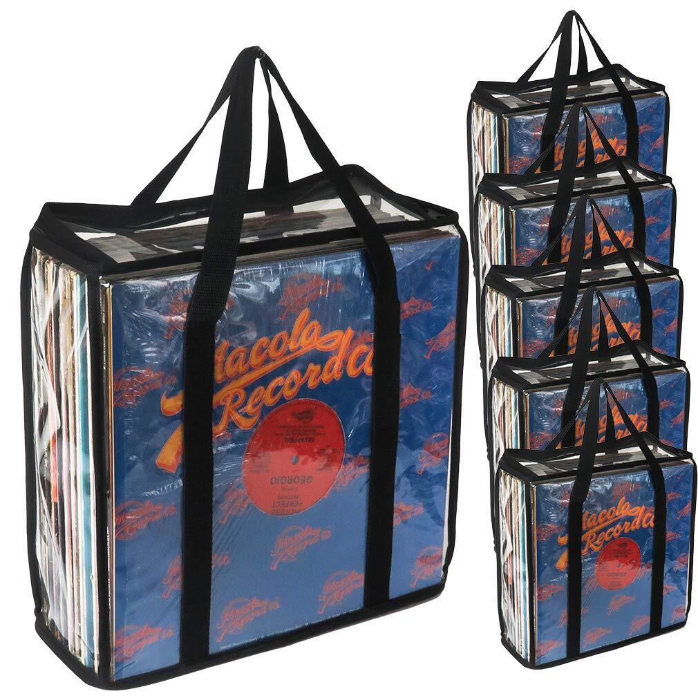 6 Pack LP Vinyl Record Storage Bag-Clear Holds Up To 216 Albums-No Du...