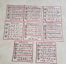 SET of 8 COCKTAIL NAPKINS OLD TIME SONGS LYRICS MUSIC MUSICAL NOTES - RED picture