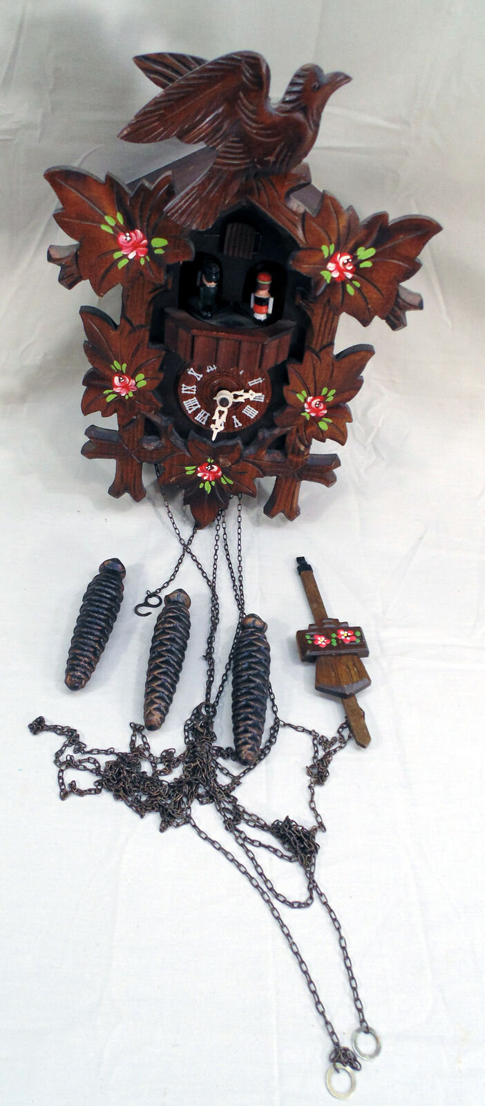 Vintage Albert Schwab Karlsruhe Dula West Germany Musical Wood Cuckoo Clock