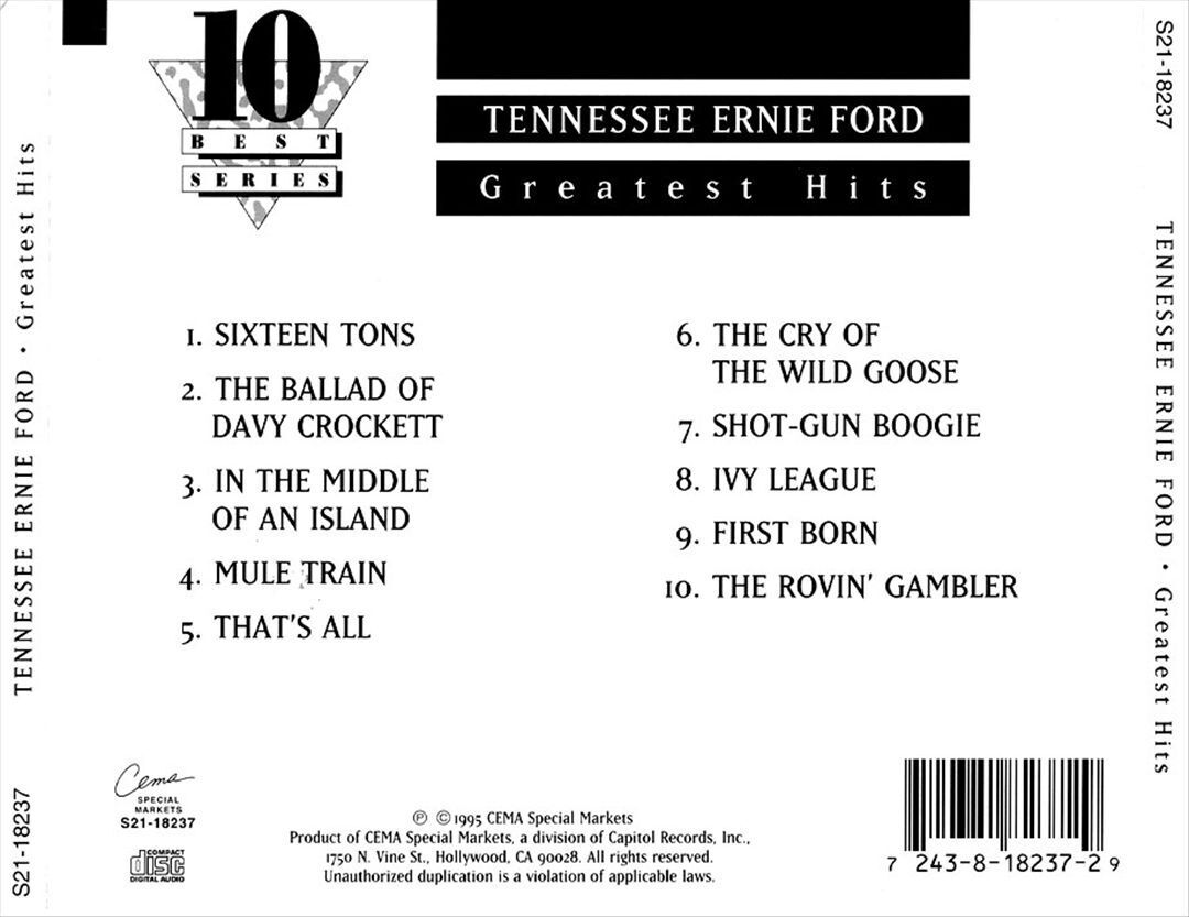 TENNESSEE ERNIE FORD - GREATEST HITS NEW CD