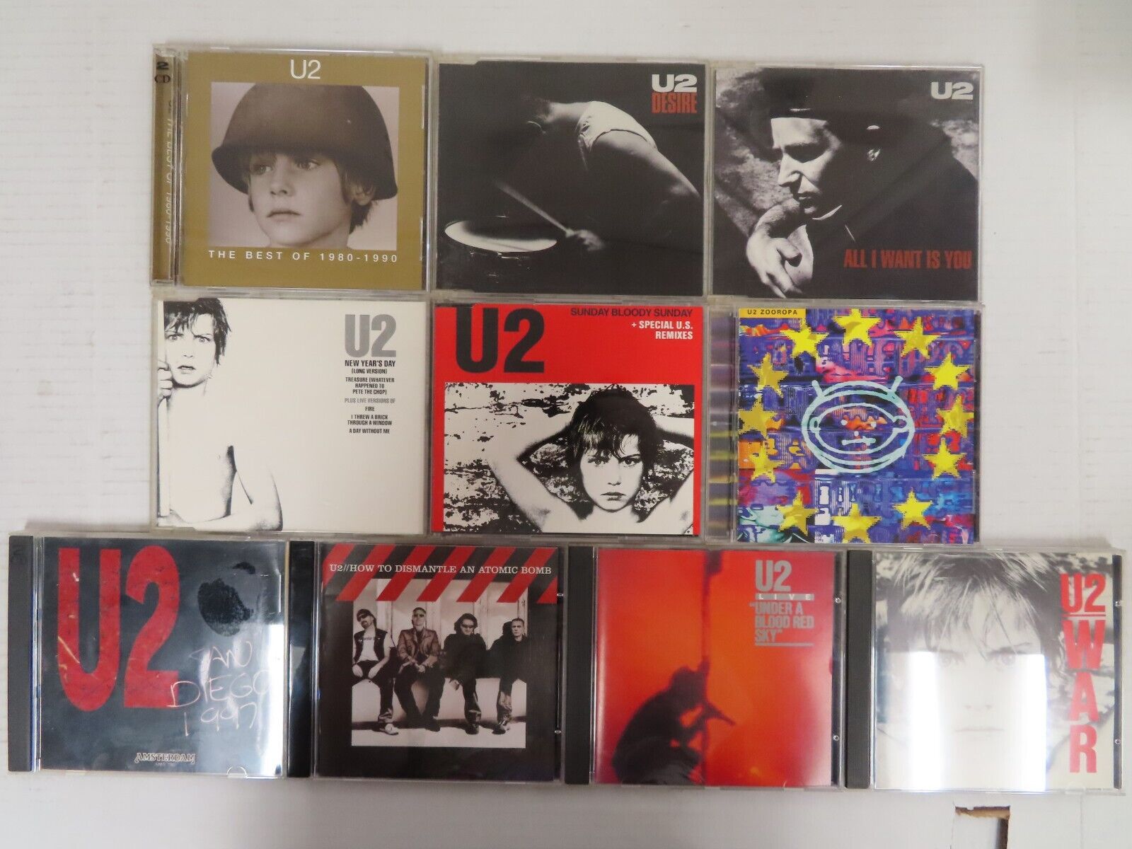 LOT OF 10 U2 MUSIC CDS - THE B-SIDES, DESIRE, ALL I WANT IS YOU, NEW YEARS DAY++