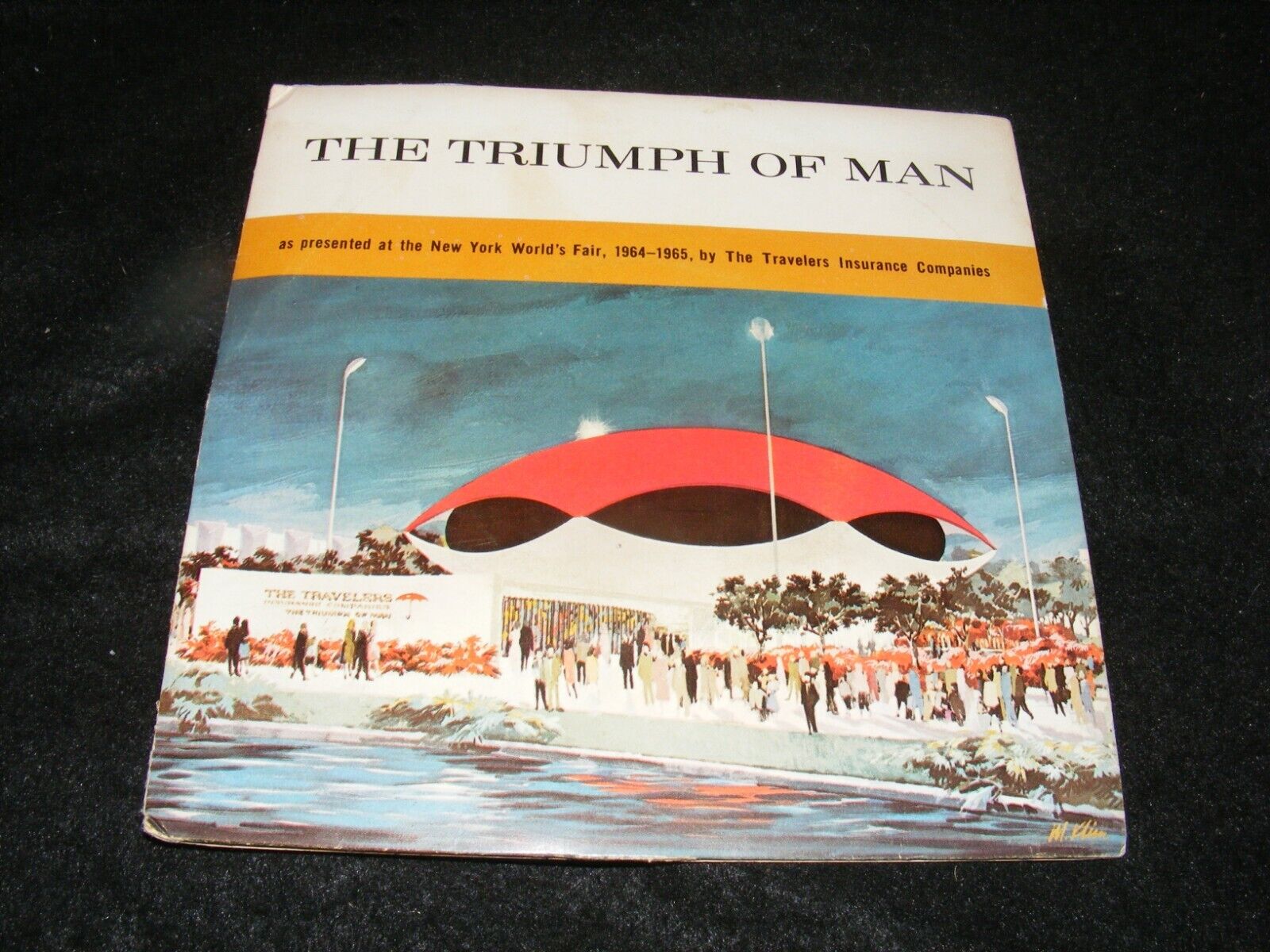NEW YORK WORLD\'S FAIR Red Vinyl EP THE TRIUMPH OF MAN 1964 Travelers Insurance