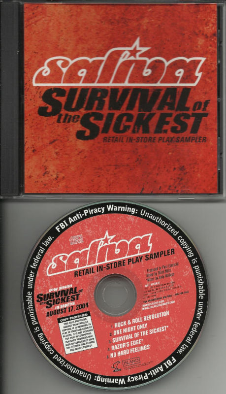 SALIVA Survival 5 TRX PROMO SAMPLER CD Single w/ brad of 3 Doors Down MINT USA