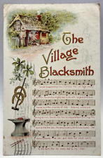 1908 The Village Blacksmith Song, Horseshoes, Music, Embossed Vintage Postcard picture