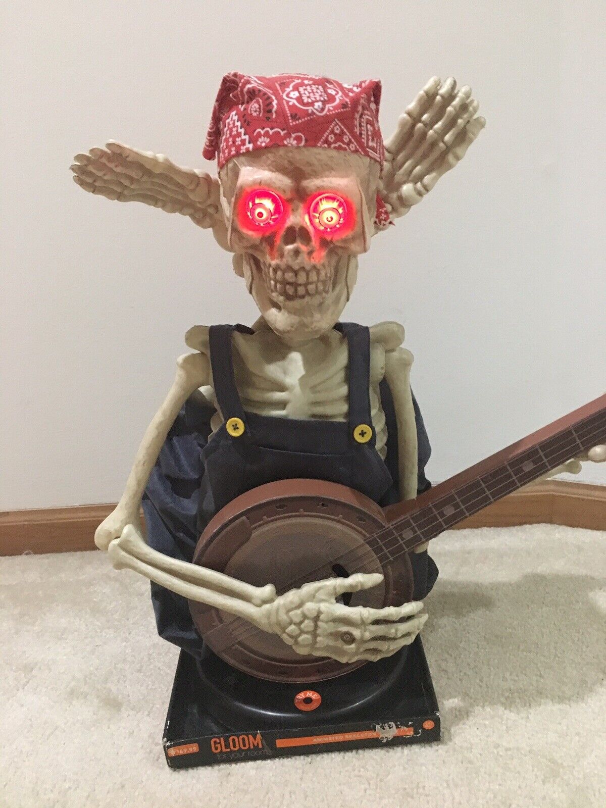 Animated Halloween Skeleton Playing Banjo Plays Dixie NEW