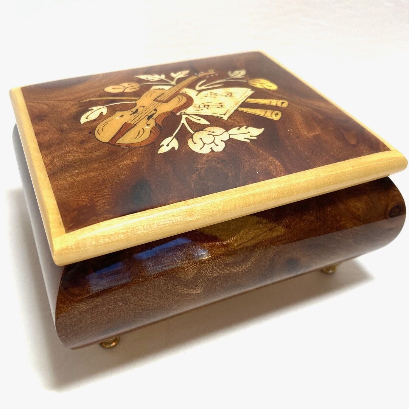Vintage Music Box Romance Edelweiss R Rodgers Swiss made Reuge Inlaid Wood Italy