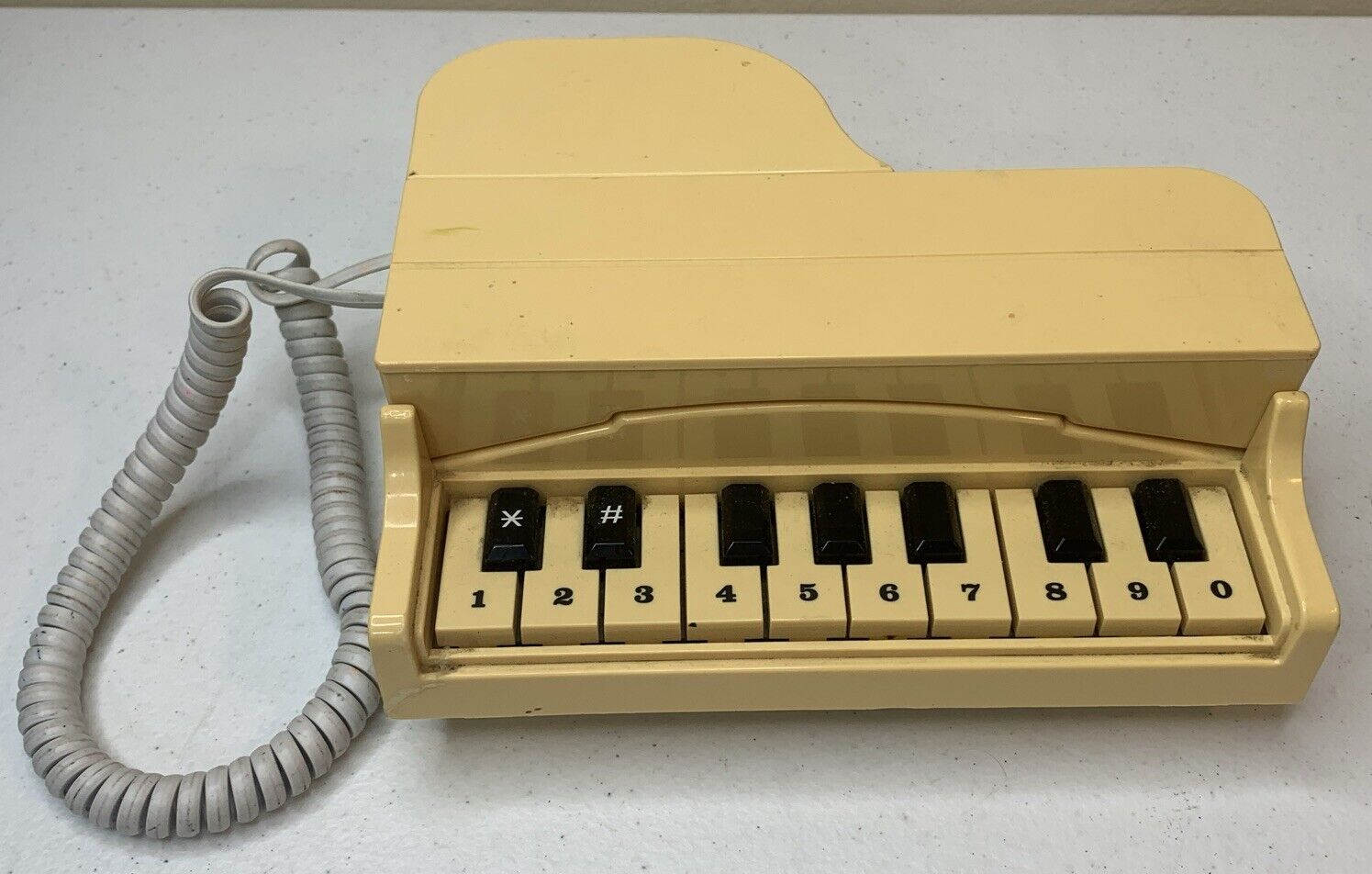 Vintage WHITE PIANO Phone Columbia - Music Playing desktop UNTESTED/Discolored