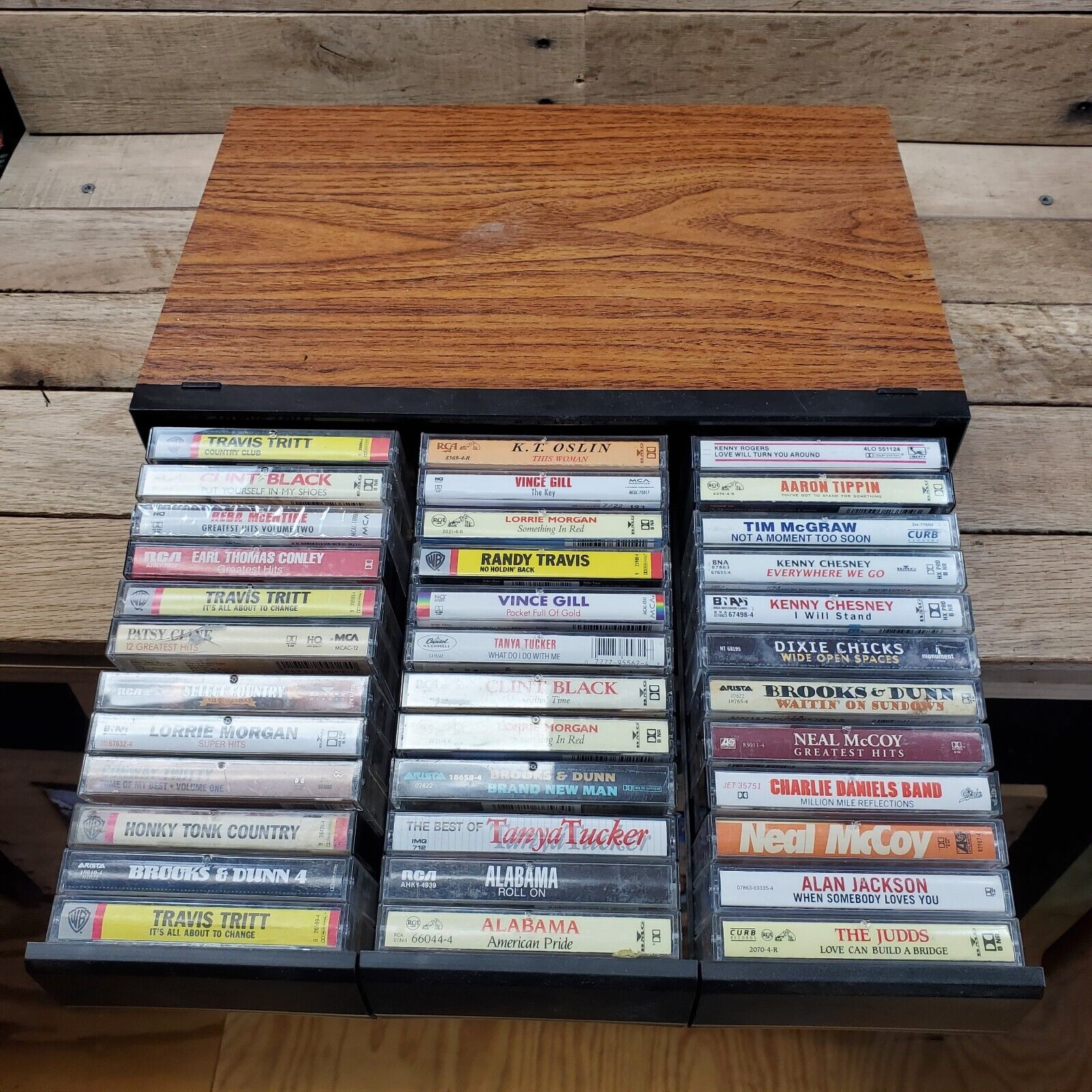 Lot of 36 Country Cassettes From Various Artists In Storage Box