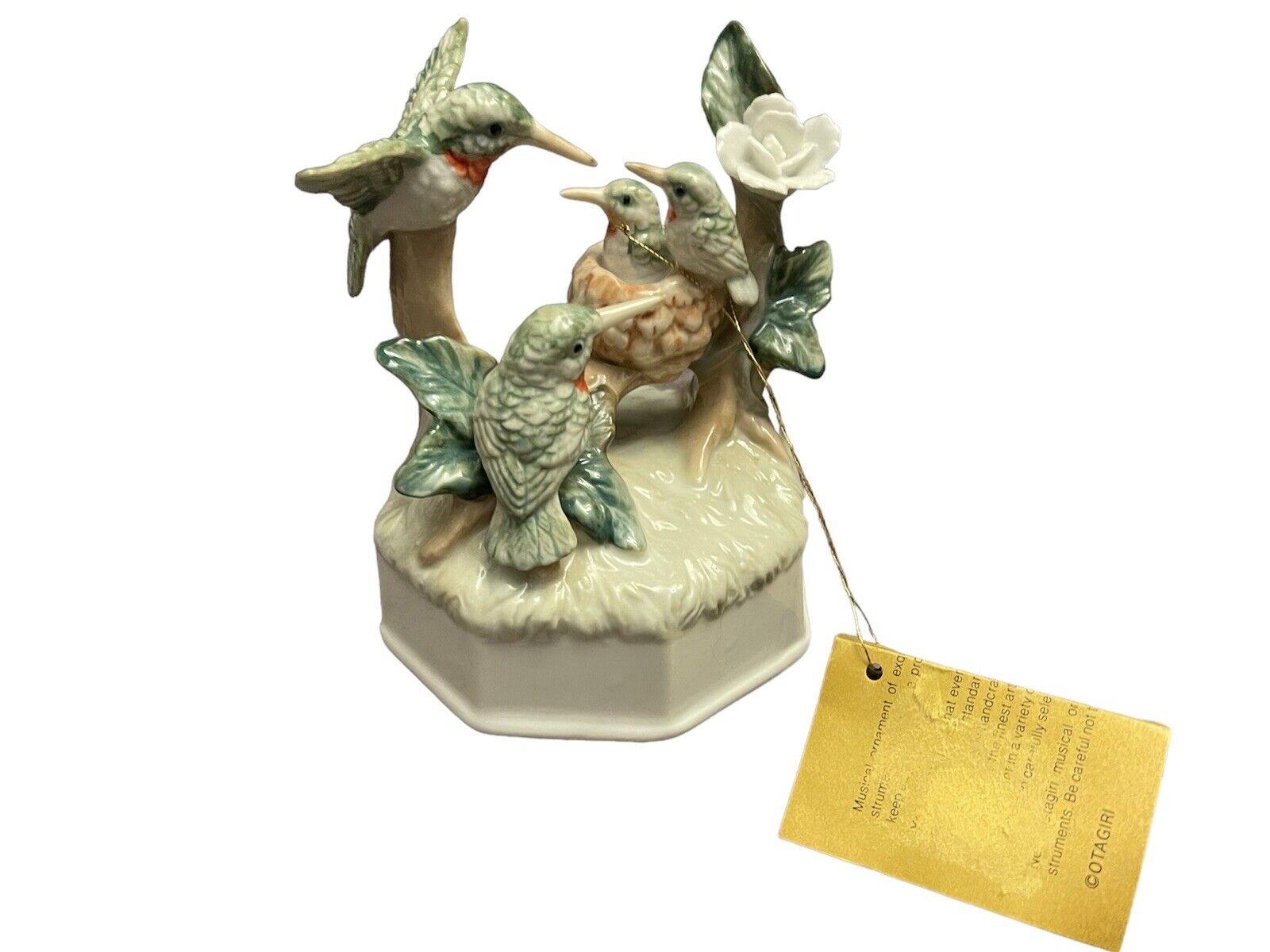 Vintage Otagiri Music Box Hummingbird Figurine Plays Wind Beneath My Wings NWT