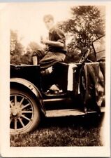 c1915 Young Handsome Man Playing Banjo In Old Car Gay Interest Snapshot Photo picture