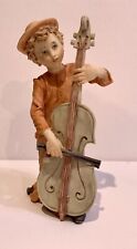 Vintage Italian CAPODIMONTE Figurine Boy Playing Cello Instrument Italy Music picture