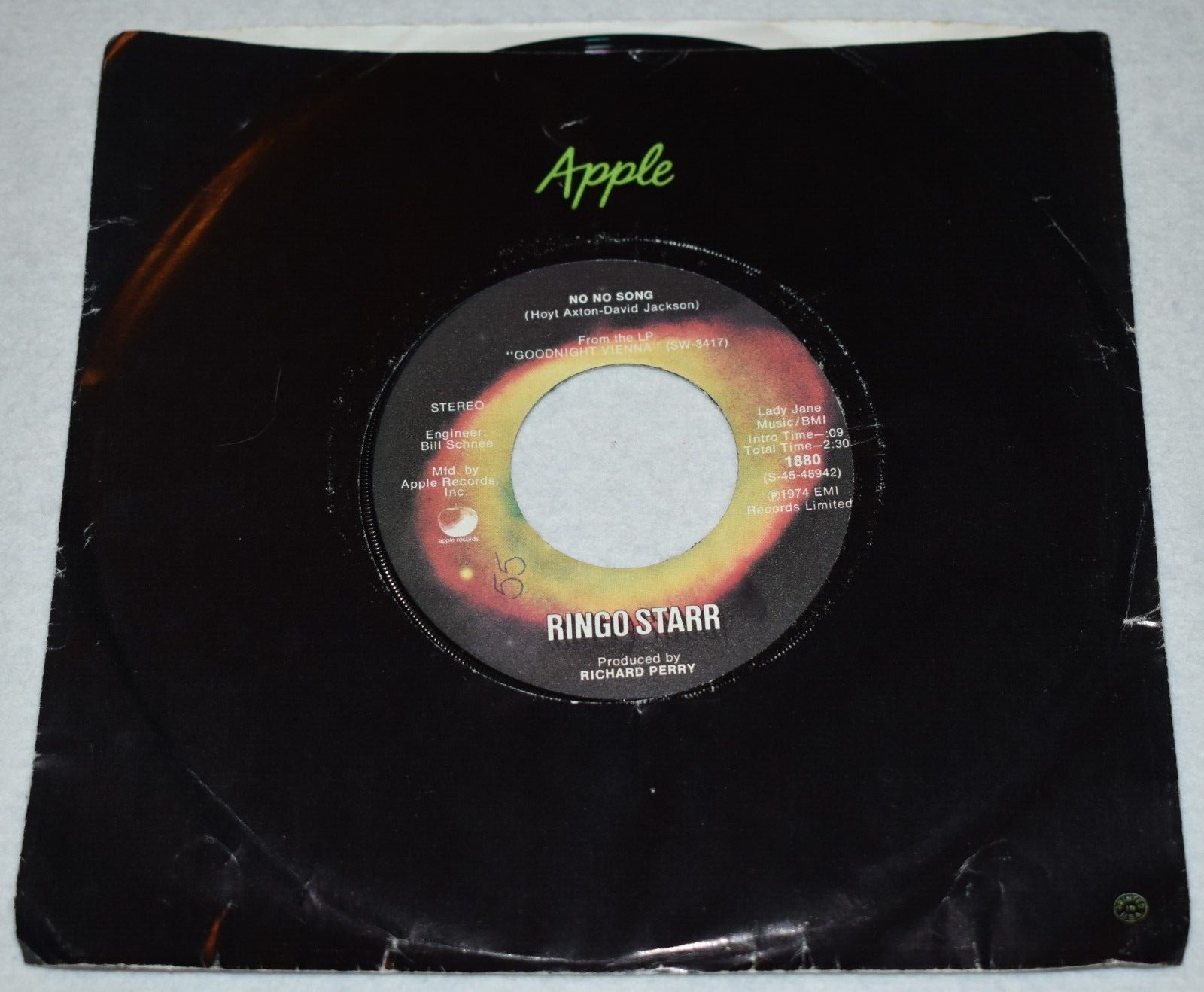 VINTAGE 45 ~ RINGO STARR, NO NO SONG / SNOOKEROO on APPLE RECORDS 1880 / AS IS