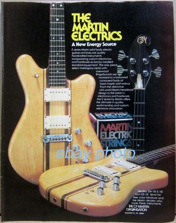 2 -  Martin Solid Body Electric Guitar Vintage Print Ads 1980 plus 2-page review
