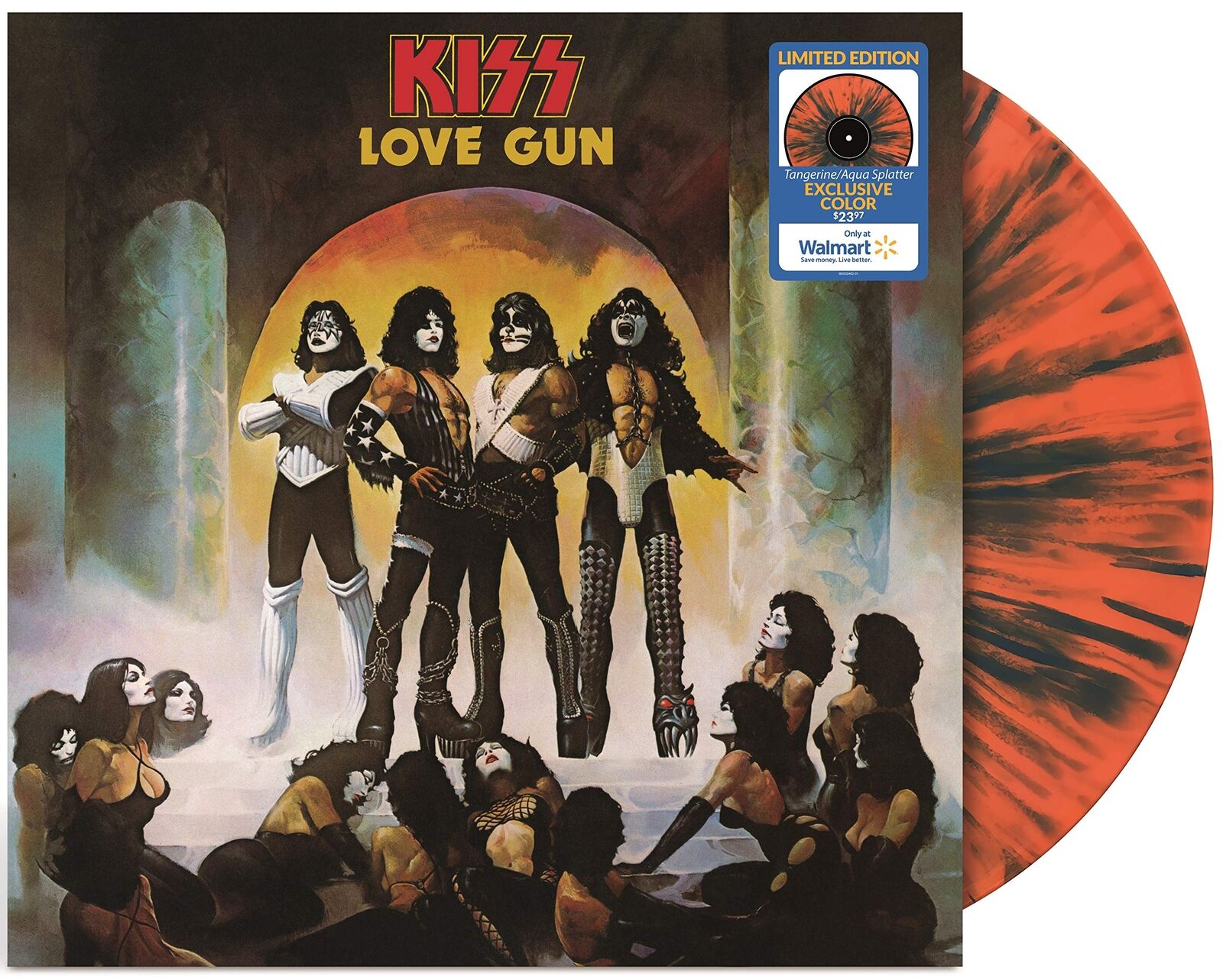 Kiss Kiss - Love Gun (Exclusive Tangerine / Aqua Splatter Colored Vinyl) (Vinyl)