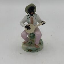 Vintage German Porcelain Bisque Figurine Of A Man Playing His Banjo #429 picture