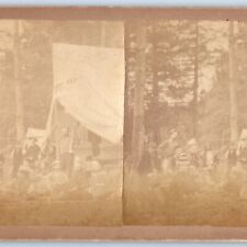c1870s Large Group Tent Music Real Photo People Stereo Card Pioneer V16 picture