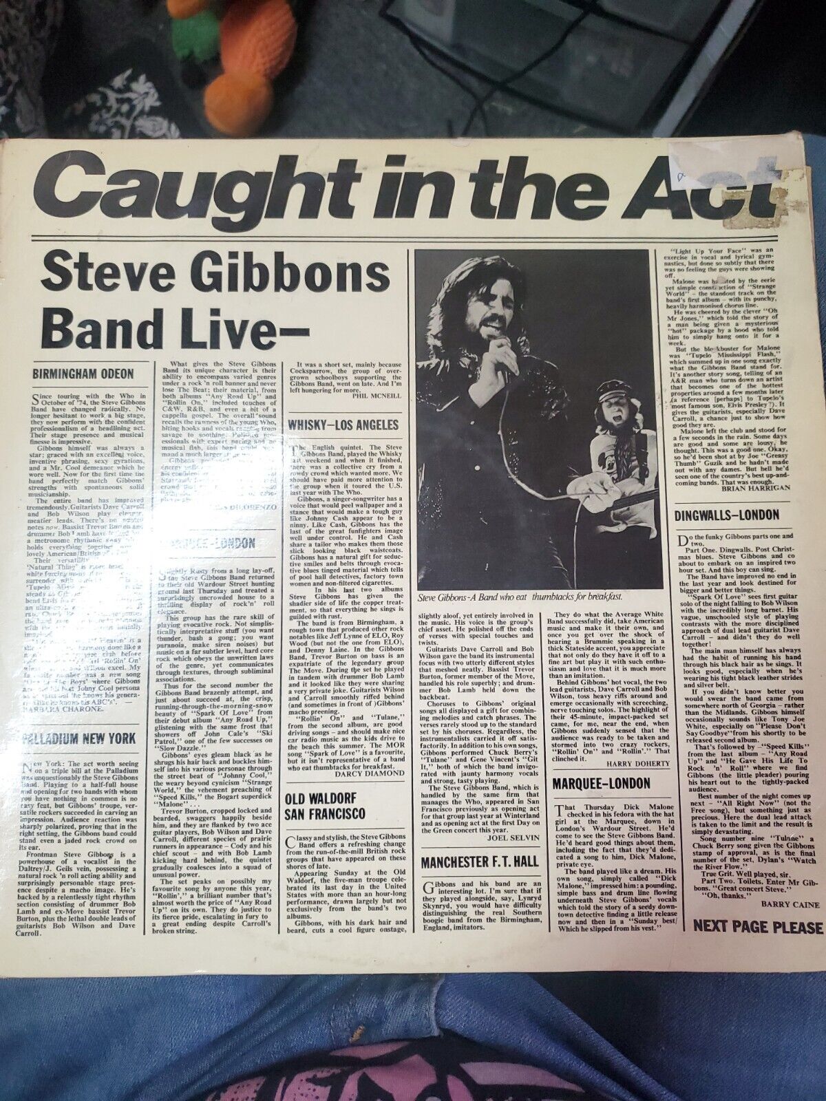 Steve Gibbons Band Caught in the Act UK Import Polydor Records 2478 112 vinyl LP