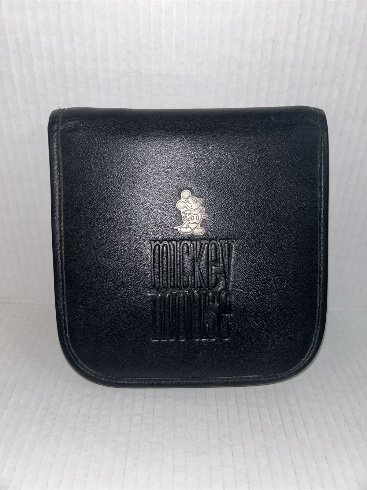 Disney Store Mickey Mouse Leather CD Case Zipper 6 Sleeves Holds 12