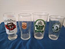 Beer Pint Glasses set of 4 Fyfe &Drum, Woodchuck Cider, Newcastle, Michael Sheas picture