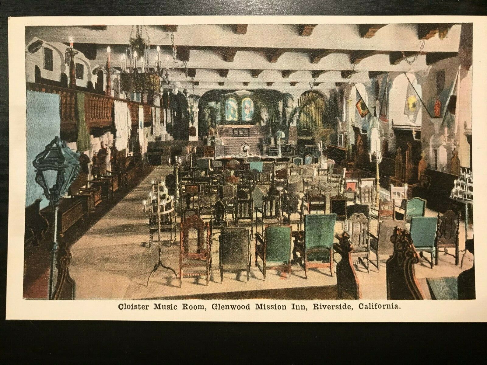 Vintage Postcard 1915-1930 Music Room Glenwood Mission Inn Riverside CA