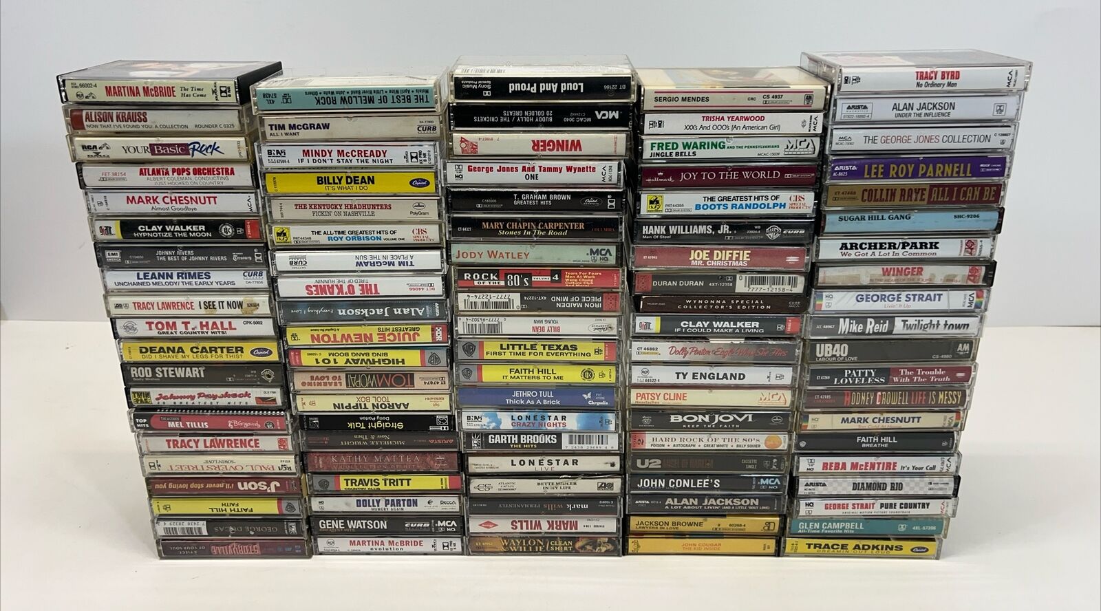 Vintage Estate Find Lot Of 100 Cassette Tapes Country Rock Other Genres & Artist