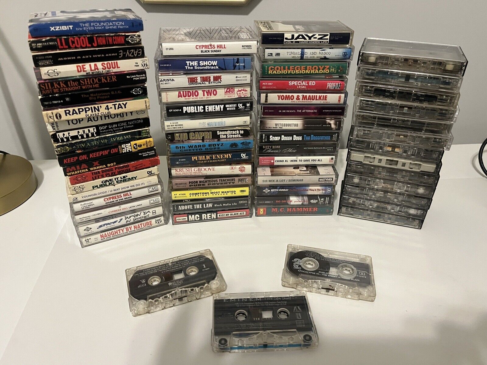 Vintage Rap Hip Hop Cassette Lot Of 44 + 19 Singles Eminem Wu Tang TESTED