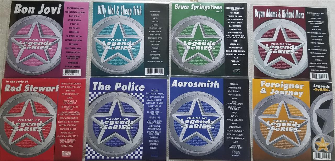 LEGENDS 8 CDG KARAOKE DISCS 1980'S AEROSMITH,POLICE,BON JOVI,BILLY IDOL set lot