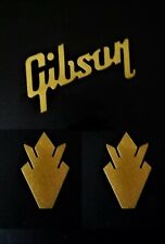 Gibson Guitar Headstock 1 LOGO & 2 Crown, Die Cut Vinyl Decal, OEM Metallic Gold picture