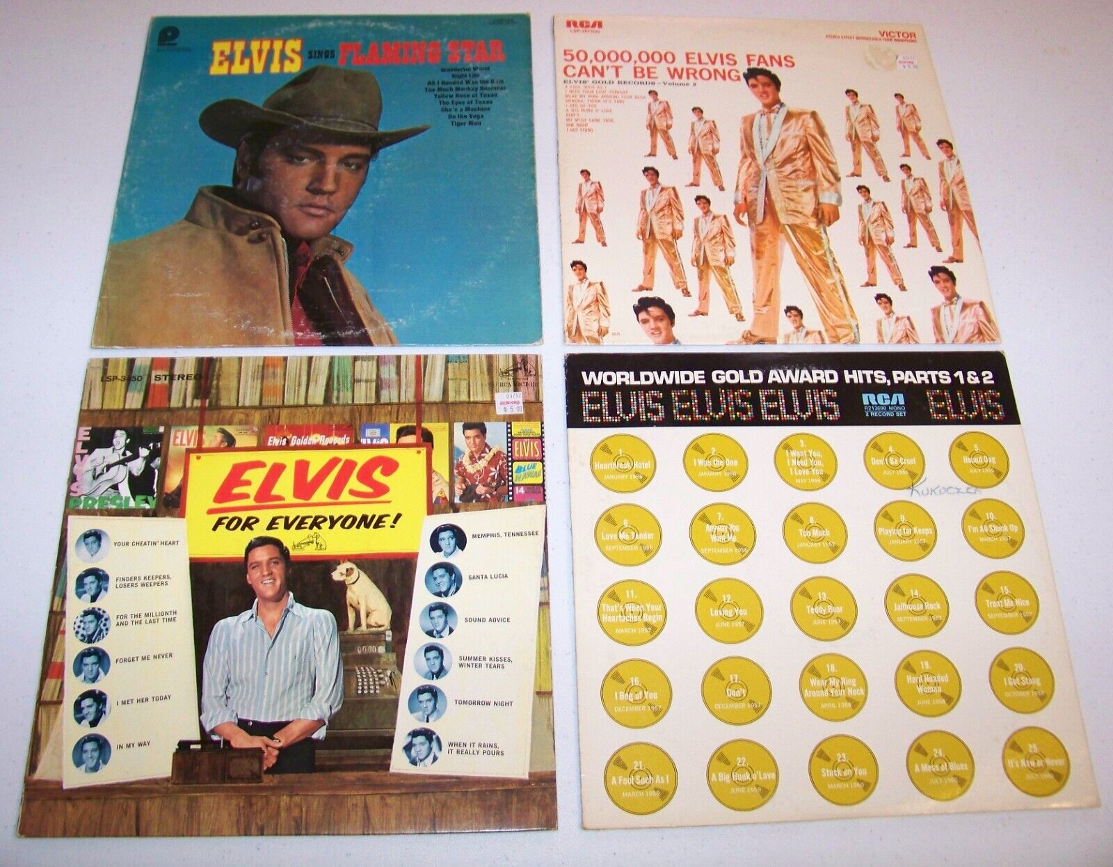 ELVIS PRESLEY Vinyl LP Record LOT of 4