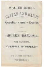 1888 Walter Burke Guitar Banjo Dealer Catalog Booklet RI Antique Music Teacher picture