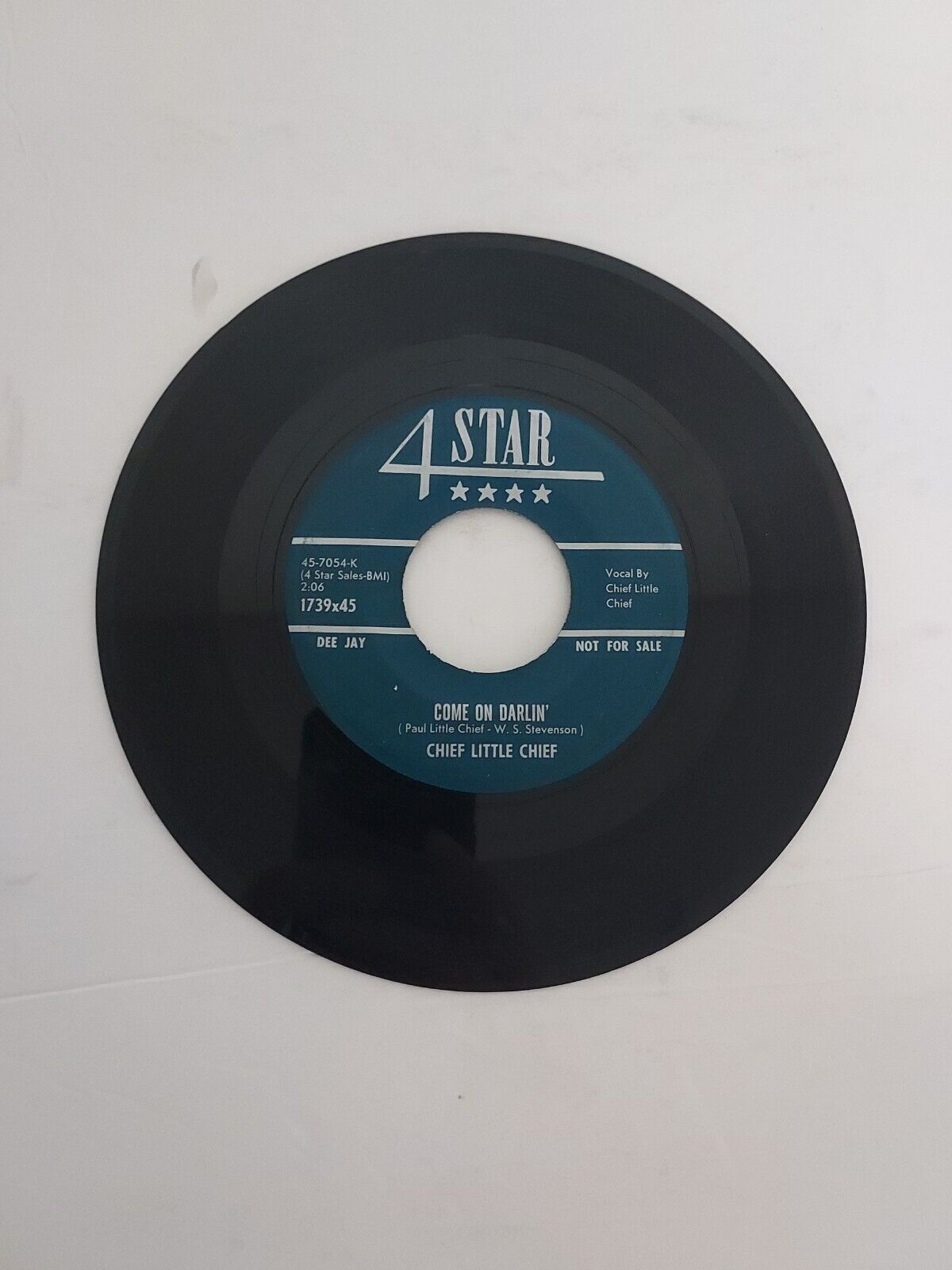 45 RPM Vinyl Record Chief Little Chief Come on Darlin VG