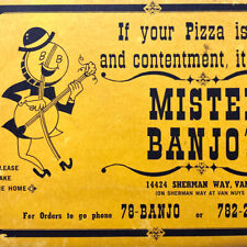 1980s Mister Banjo's Pizza Restaurant Menu Sherman Way Van Nuys Los Angeles picture