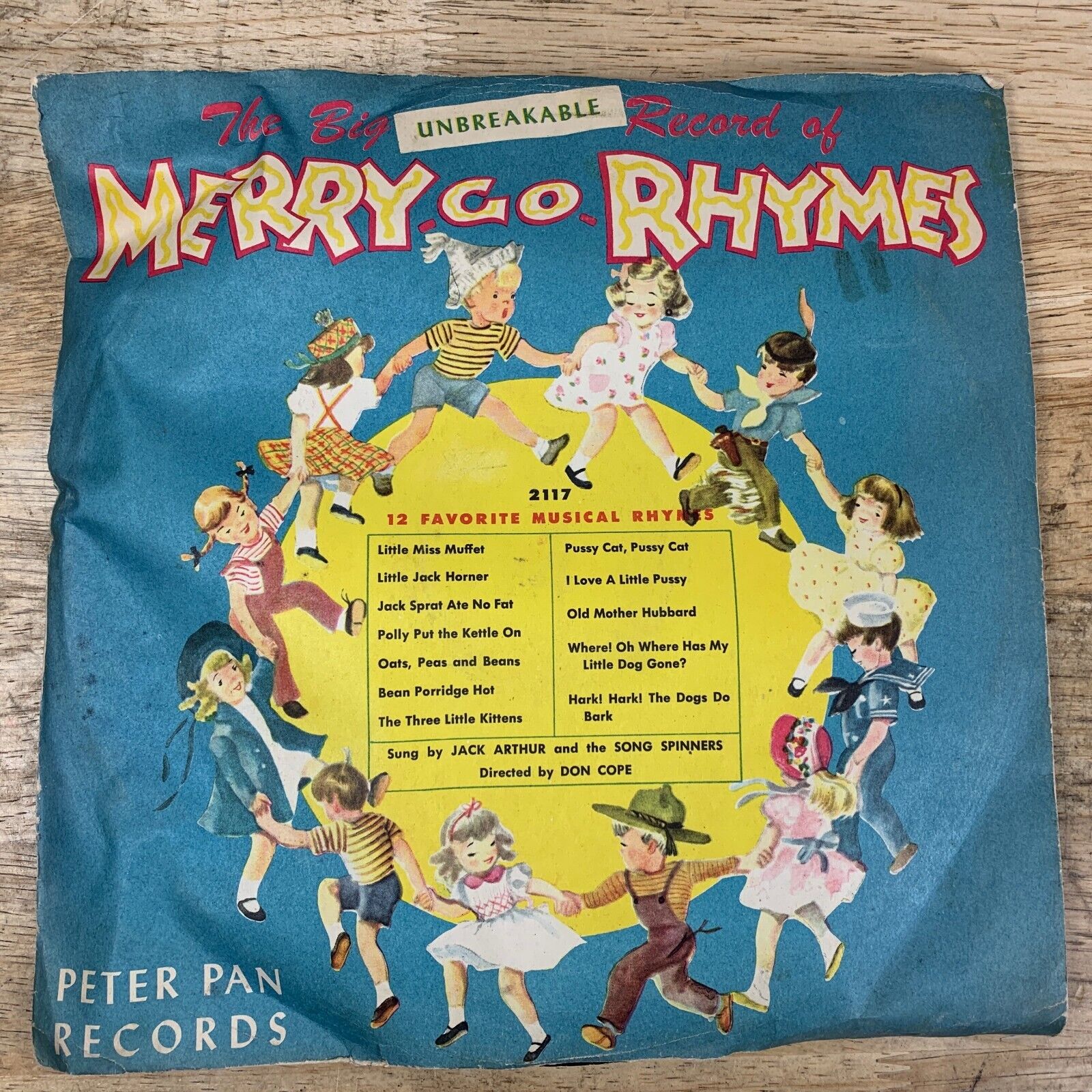 Vtg Merry Go Rhymes Jack Arthur Song Spinners 78 rpm 1949 Peter Pan Records 2117
