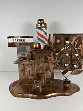 Vintage Metal Barber Shop Music Box made in British Crown Colony Hong Kong READ picture