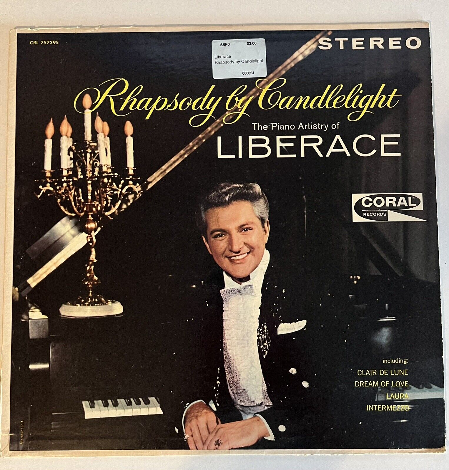 Liberace - Rhapsody By Candlelight - Vintage vinyl - includes Clair De Lune