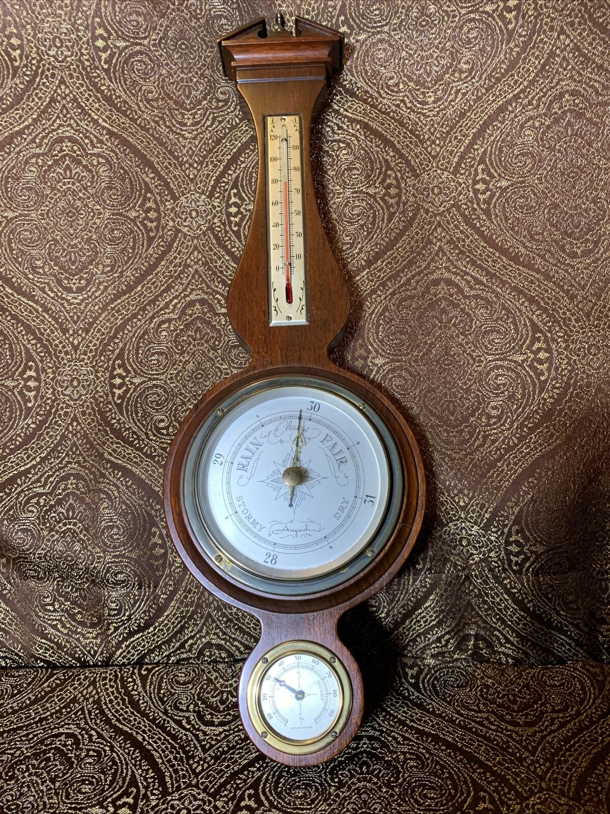 Vintage AIRGUIDE Genuine Solid Mahogany Weather Station 20.5\
